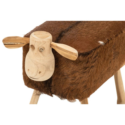 Sgabello Pecora in Pelle Marrone/Naturale J-Line