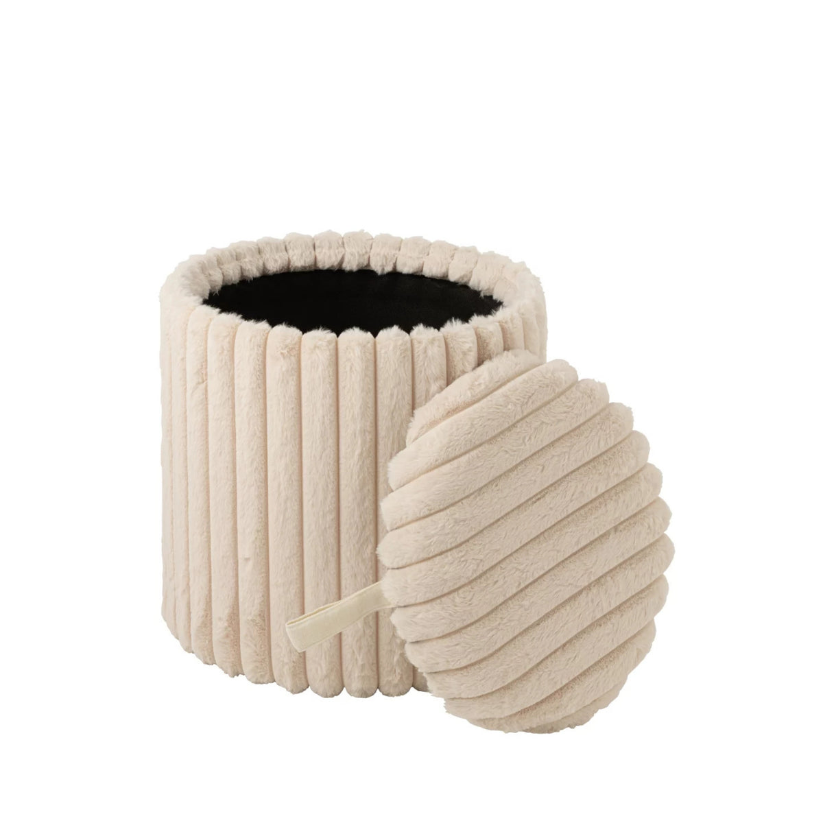 Pouf + Coperchio Scanalato MDF Beige J-Line