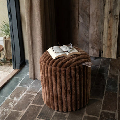 Pouf + Coperchio Scanalato MDF Marrone J-Line