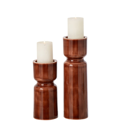 Set di 2 portacandele in ferro marrone J-Line