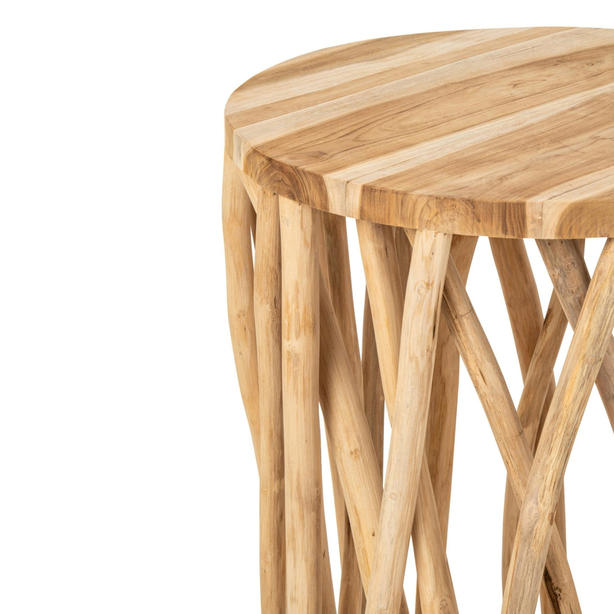 Tavolo da bar Takken rotondo in legno di teak naturale J-Line