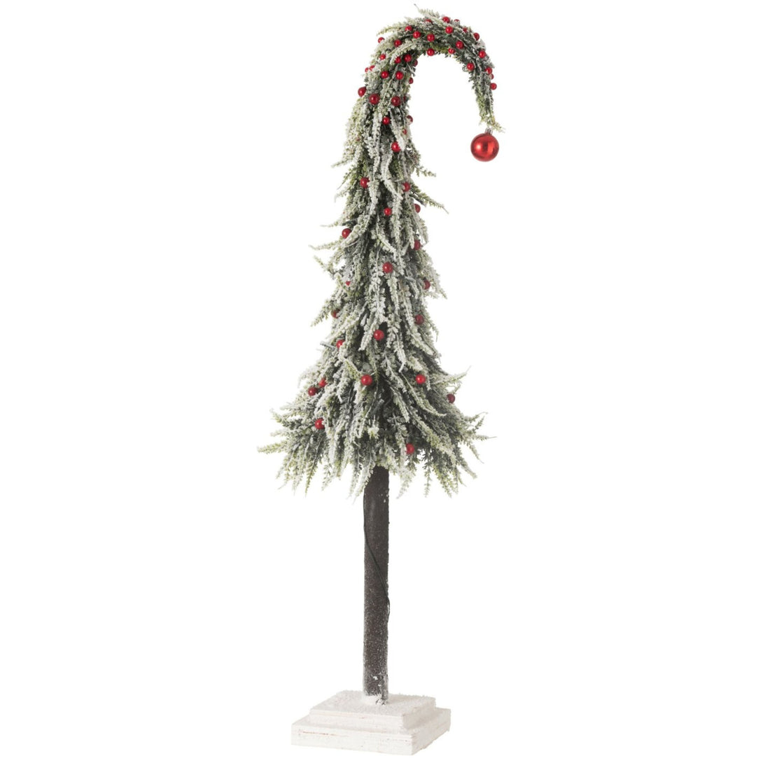 Albero di Natale Cappello+LED Neve Artificiale Verde/Rosso Large H100cm J-Line
