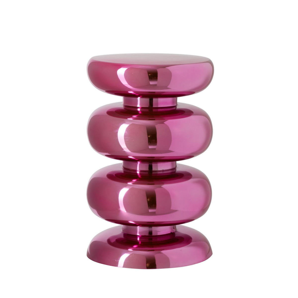 Sgabello Lucido Rotondo Metallo Rosa Fluoro J-Line