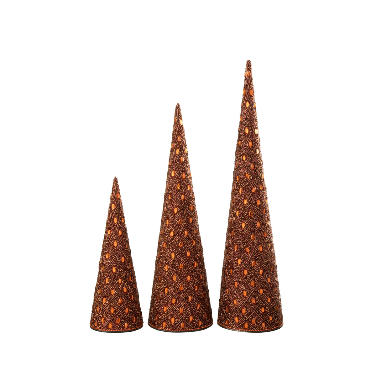 Set di 3 coni in ferro/perline marrone scuro/marrone ruggine J-Line