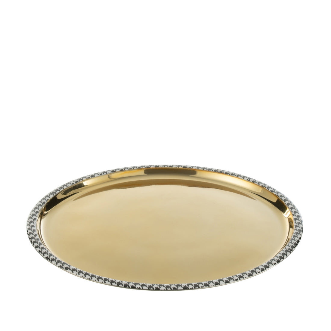 Vassoio Rotondo Pied-De-Poule Acciaio Inox Color Oro J-Line
