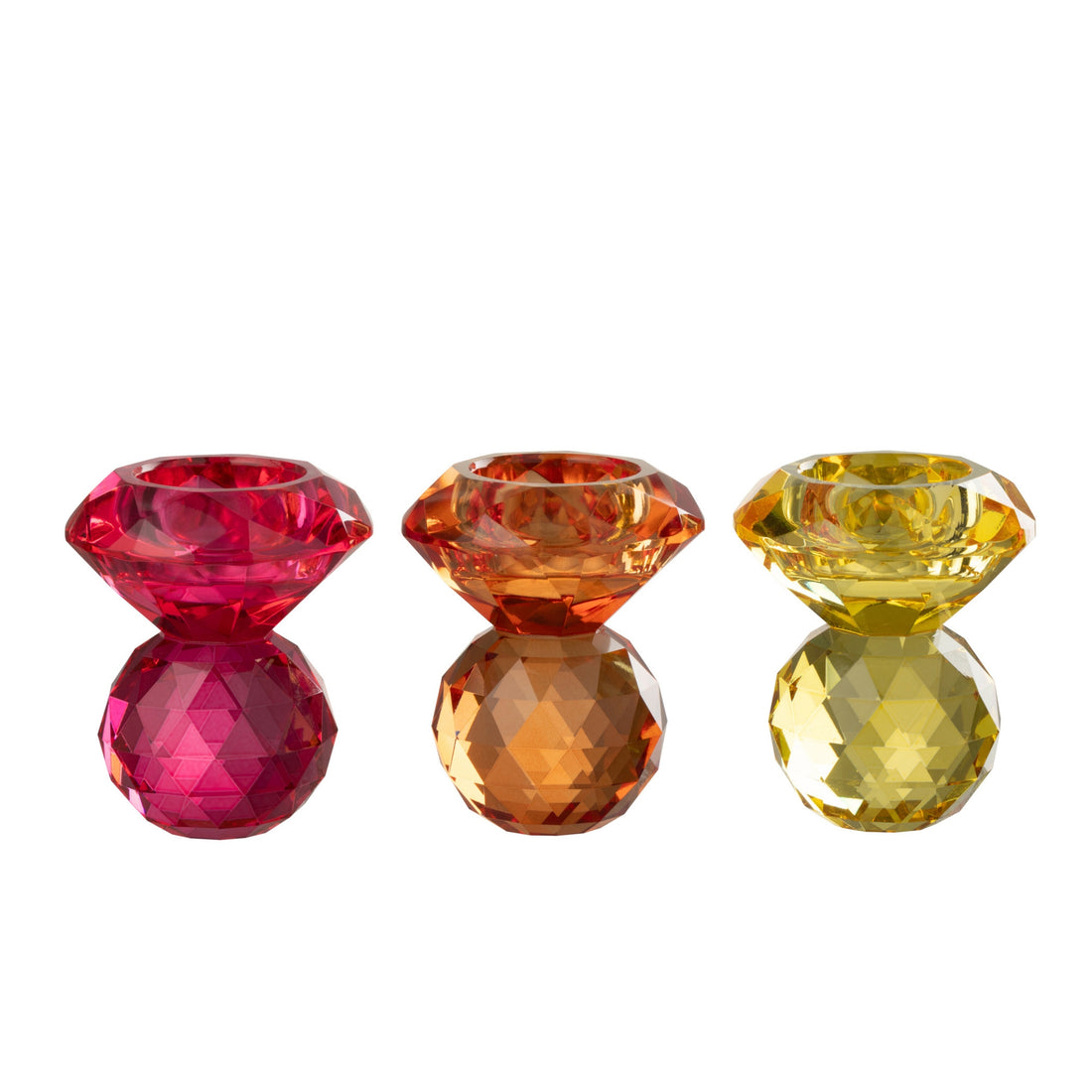 Set di 3 portacandele a sfera in vetro giallo/arancione J-Line