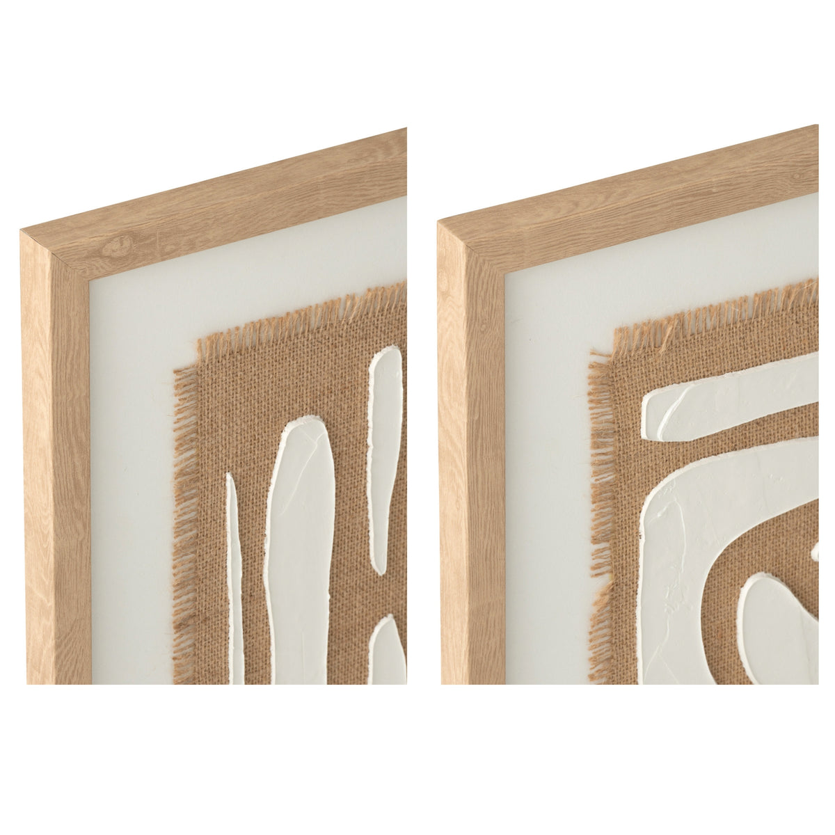 Set di 2 quadri a righe in MDF bianco/naturale J-Line