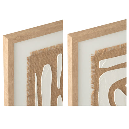Set di 2 quadri a righe in MDF bianco/naturale J-Line