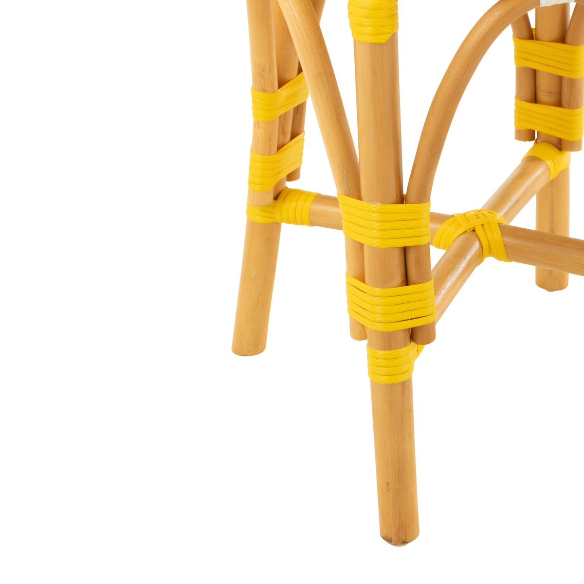 Sgabello da Esterno Geo Rotondo Rattan Giallo/Bianco J-Line