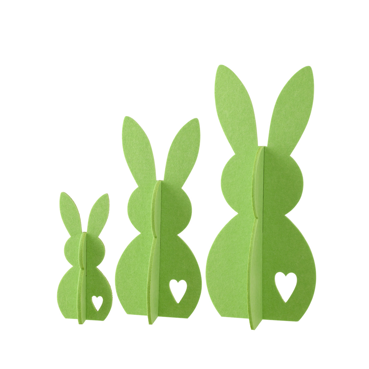 Decorazione pasquale con coniglietto verde in feltro, set da 3, J-Line