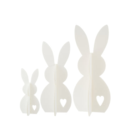 Decorazione pasquale con coniglietto bianco in feltro, set da 3, J-Line