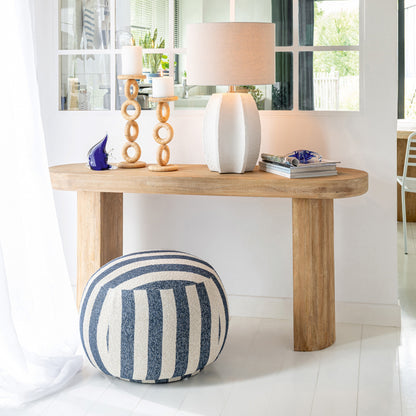 Pouf a righe blu/bianco sporco J-Line