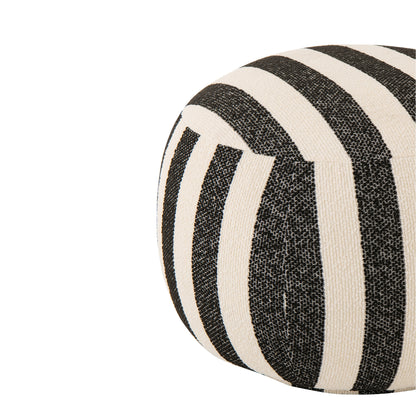 Pouf a righe nero/bianco sporco J-Line