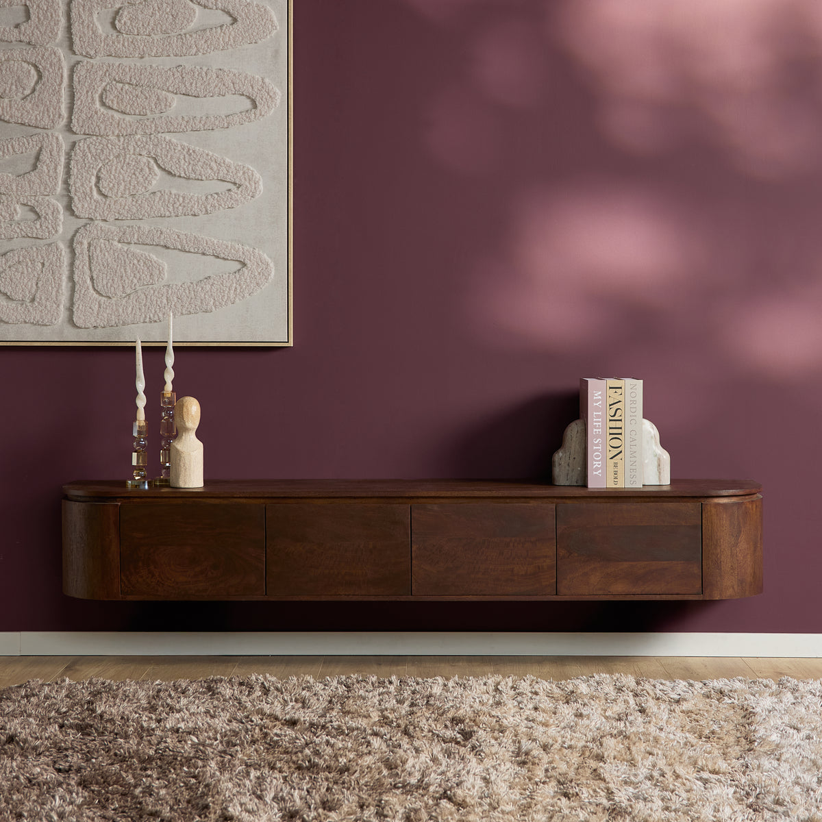 Mobile TV sospeso Ambiance in legno di mango naturale 120 cm Starfurn