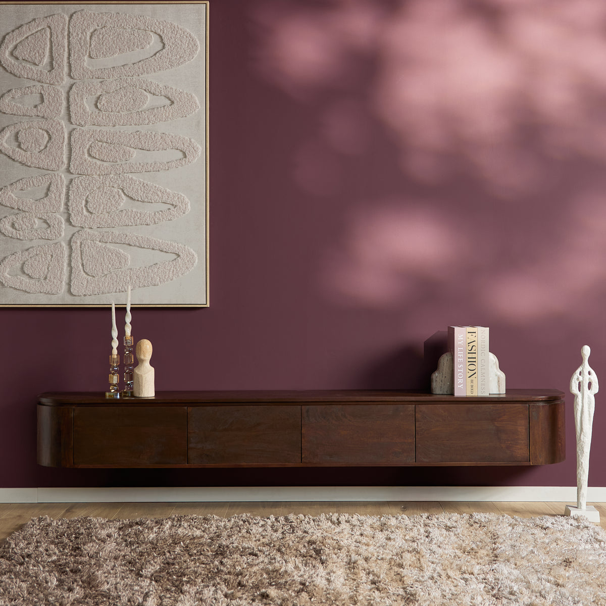 Mobile TV sospeso Ambiance in legno di mango naturale 120 cm Starfurn