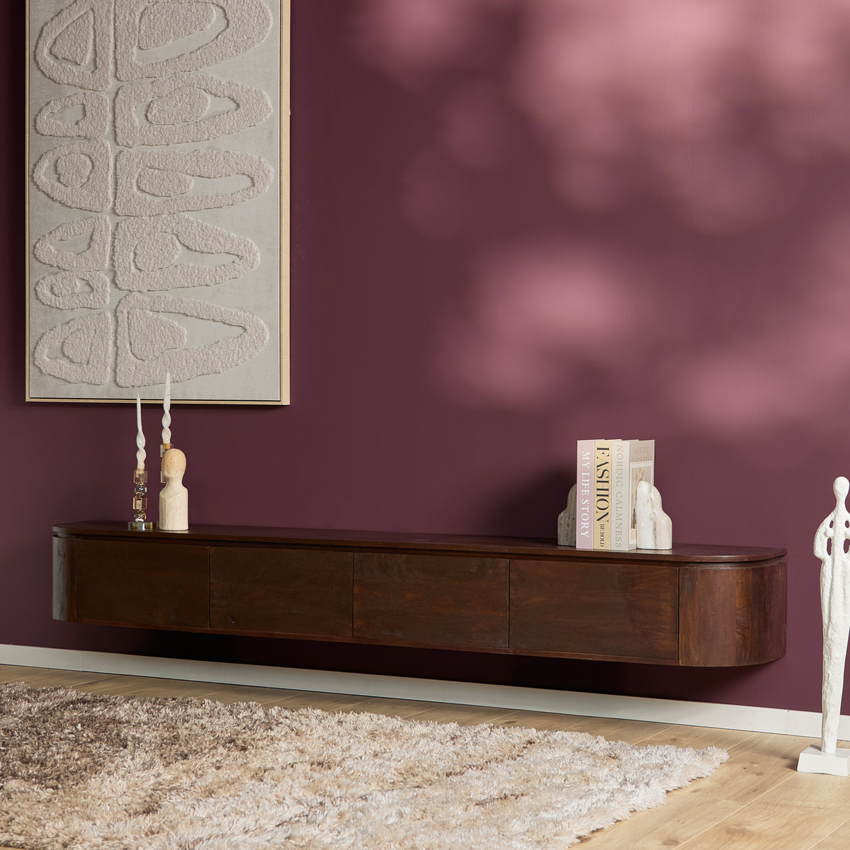 Mobile TV sospeso Ambiance in legno di mango naturale 120 cm Starfurn