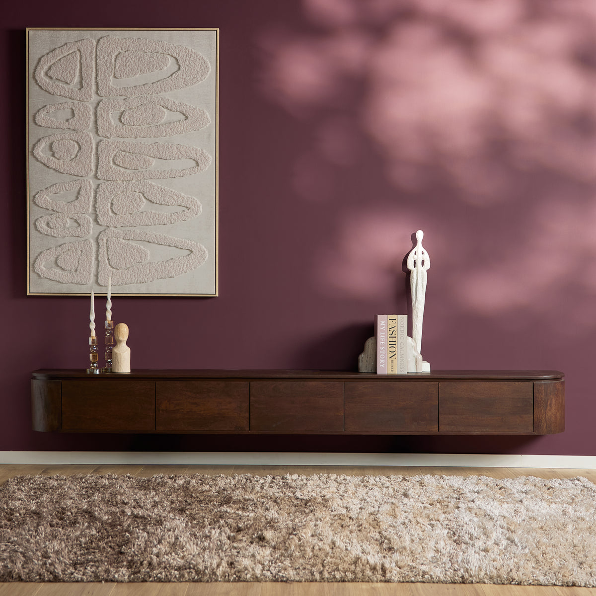 Mobile TV sospeso Ambiance in legno di mango naturale 120 cm Starfurn