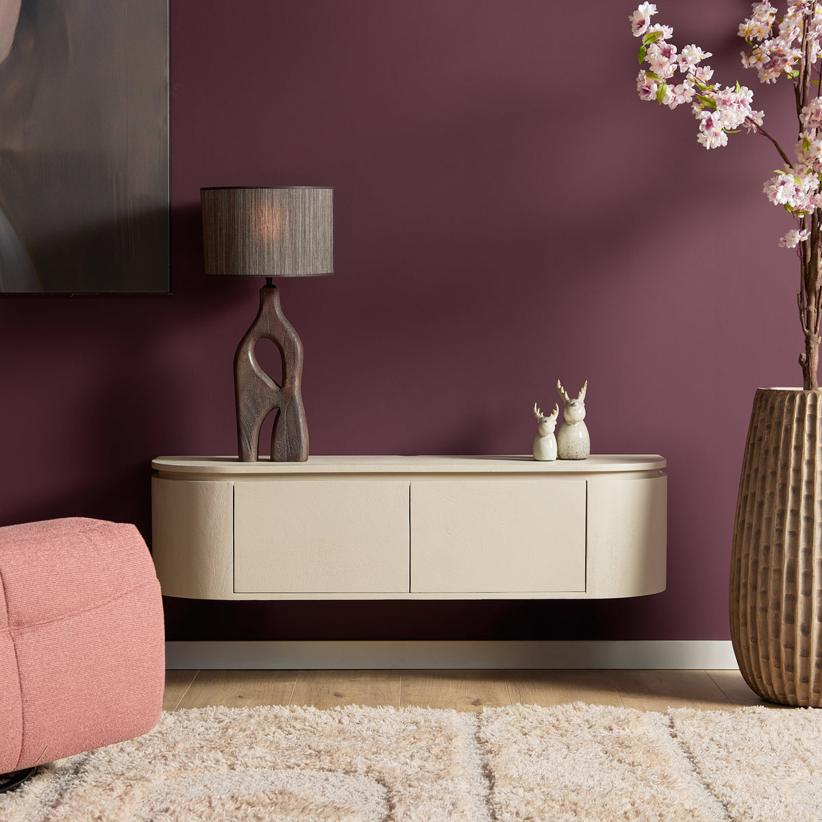Mobile TV sospeso Ambiance in legno di mango naturale 120 cm Starfurn