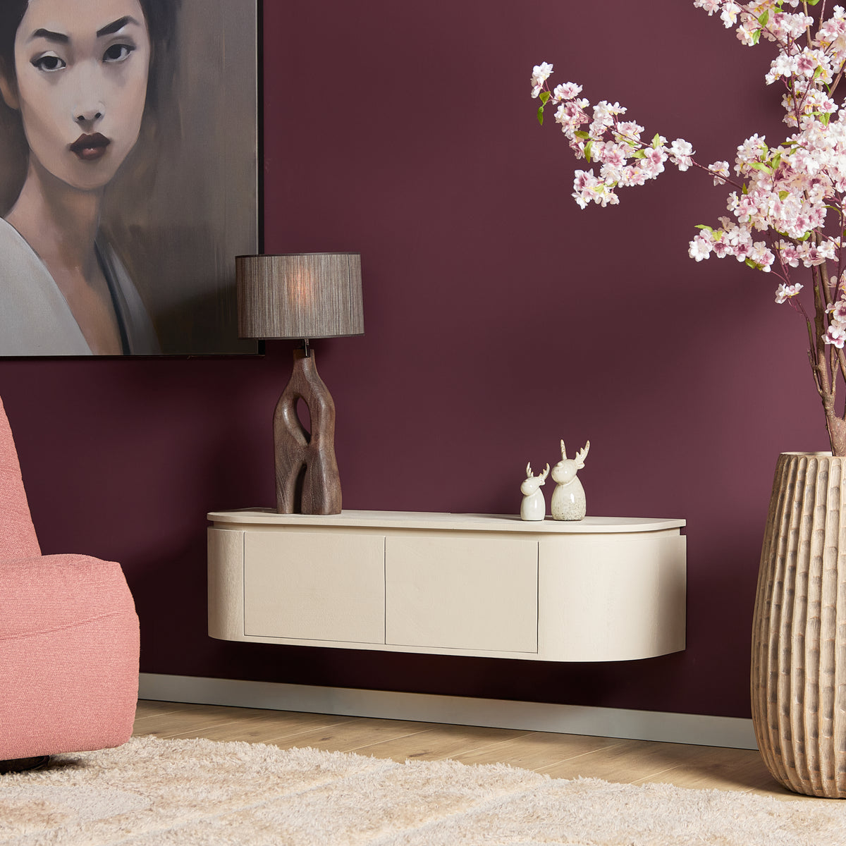 Mobile TV sospeso Ambiance in legno di mango naturale 120 cm Starfurn