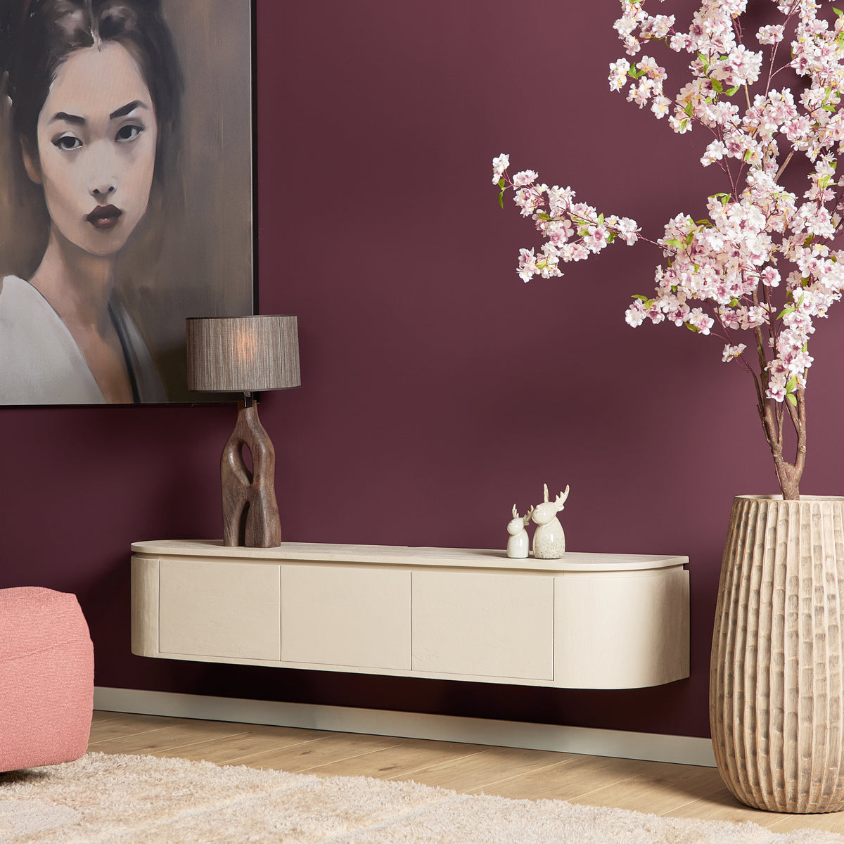 Mobile TV sospeso Ambiance in legno di mango naturale 120 cm Starfurn