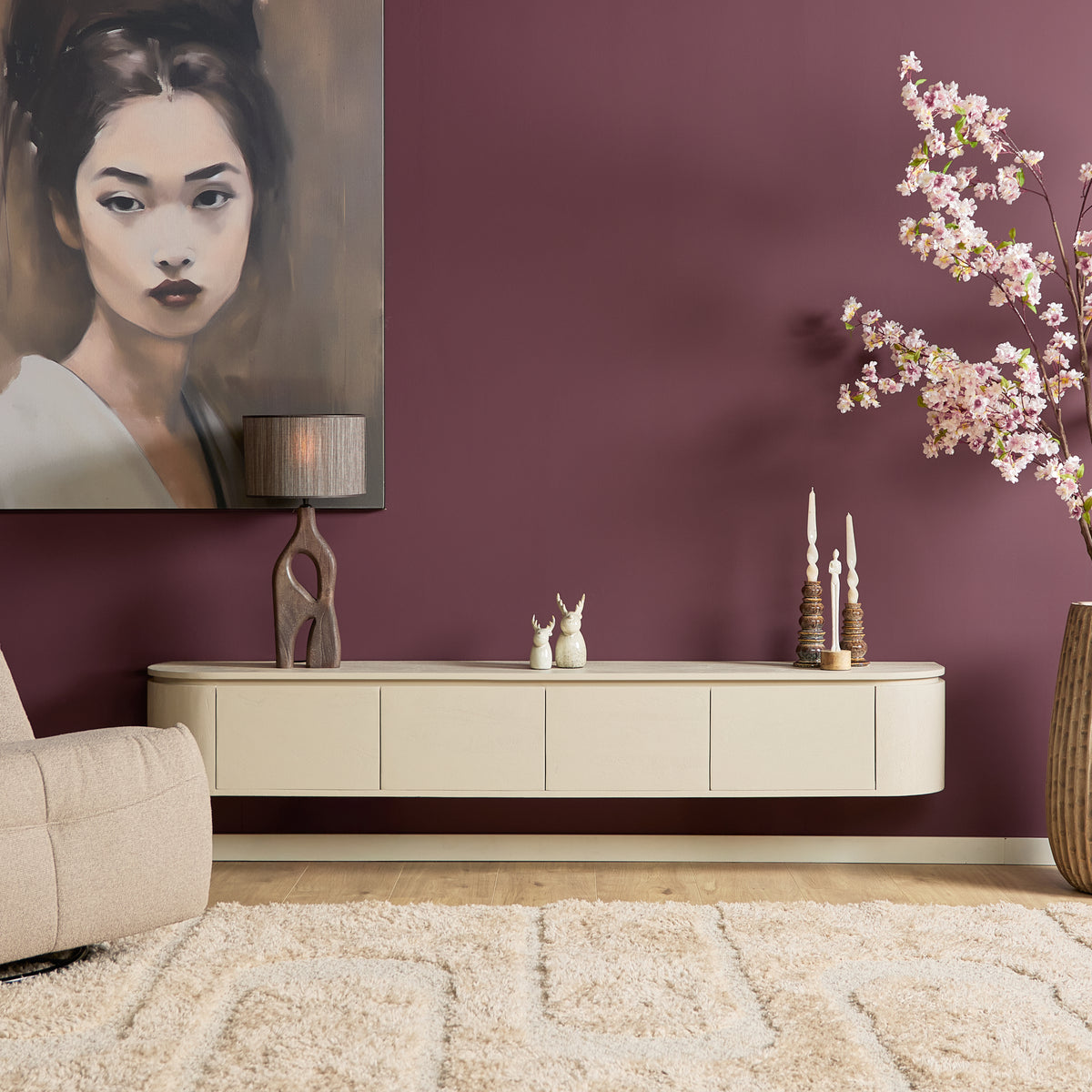 Mobile TV sospeso Ambiance in legno di mango naturale 120 cm Starfurn