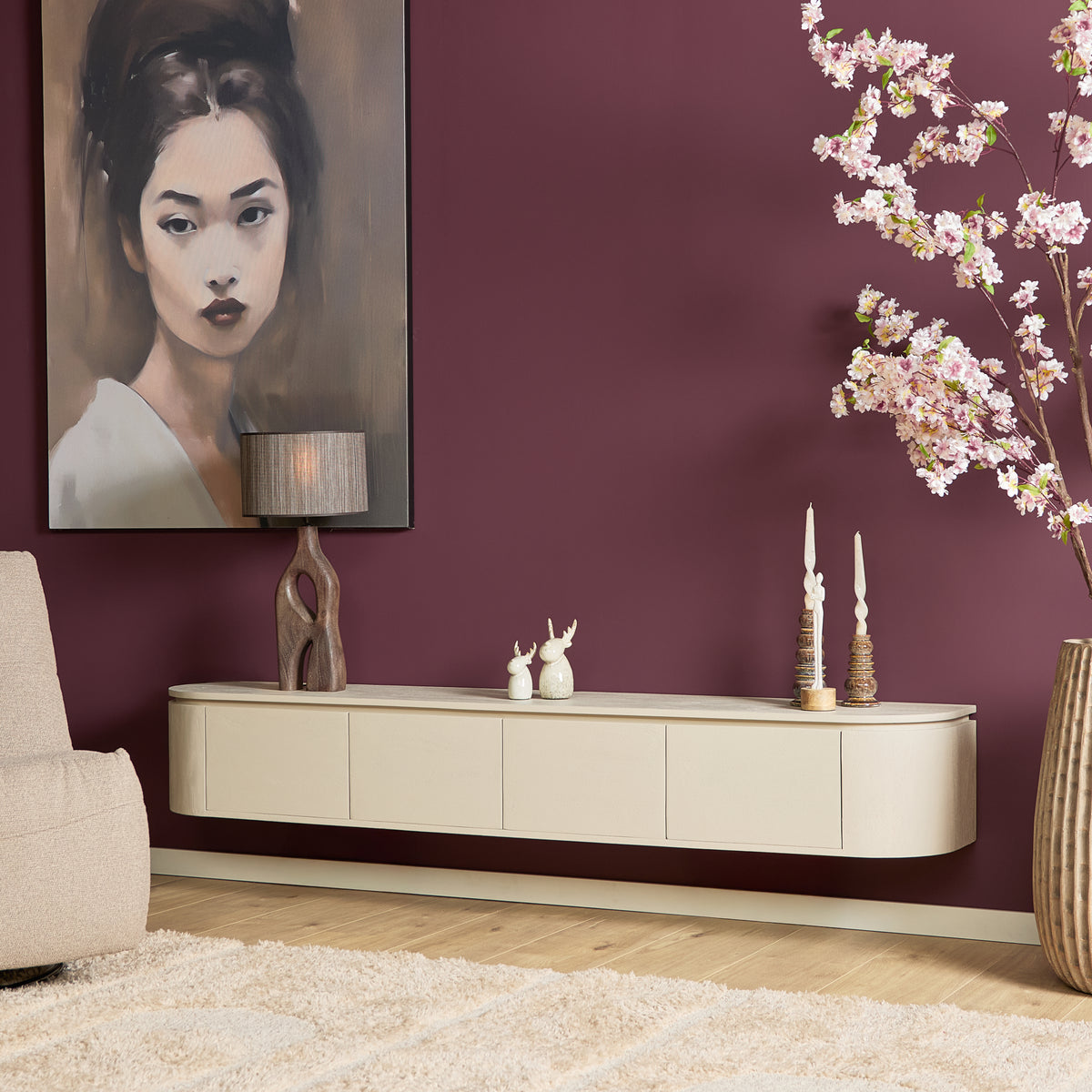 Mobile TV sospeso Ambiance in legno di mango naturale 120 cm Starfurn