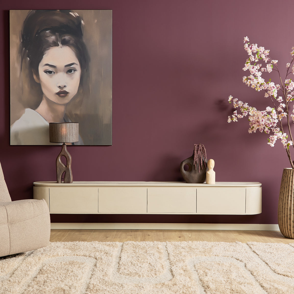 Mobile TV sospeso Ambiance in legno di mango naturale 120 cm Starfurn