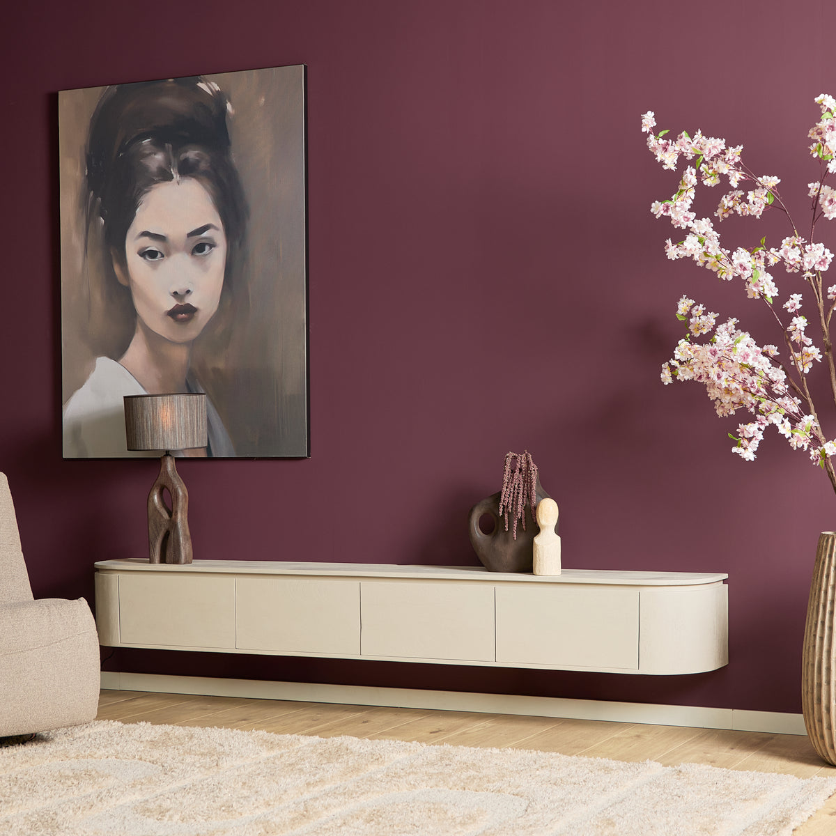 Mobile TV sospeso Ambiance in legno di mango naturale 120 cm Starfurn