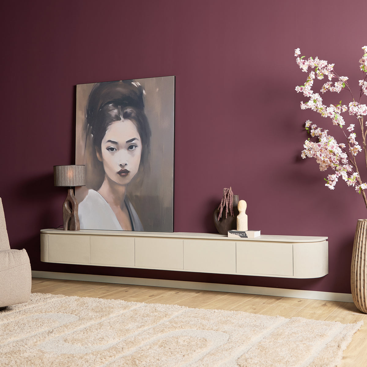 Mobile TV sospeso Ambiance in legno di mango naturale 120 cm Starfurn