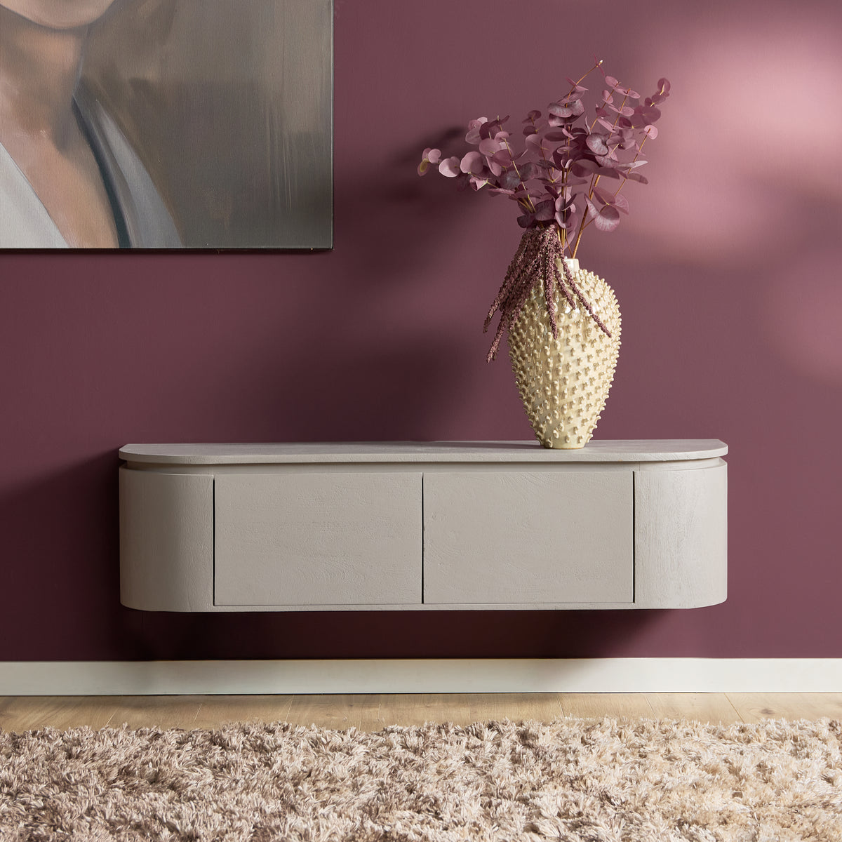 Mobile TV sospeso Ambiance in legno di mango naturale 120 cm Starfurn