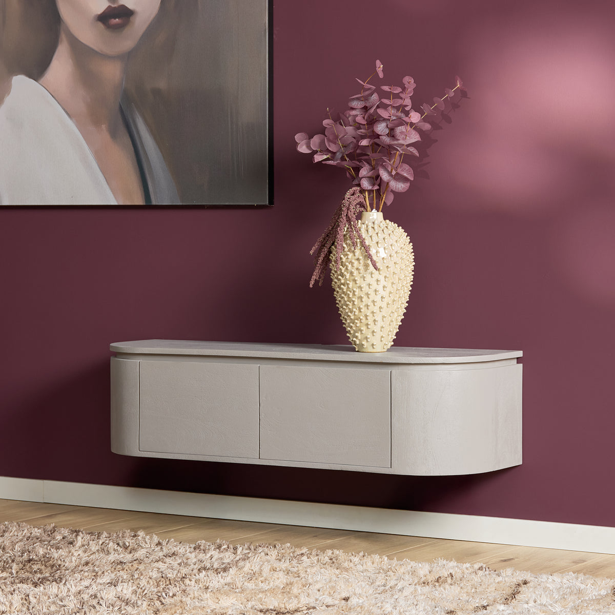 Mobile TV sospeso Ambiance in legno di mango naturale 120 cm Starfurn