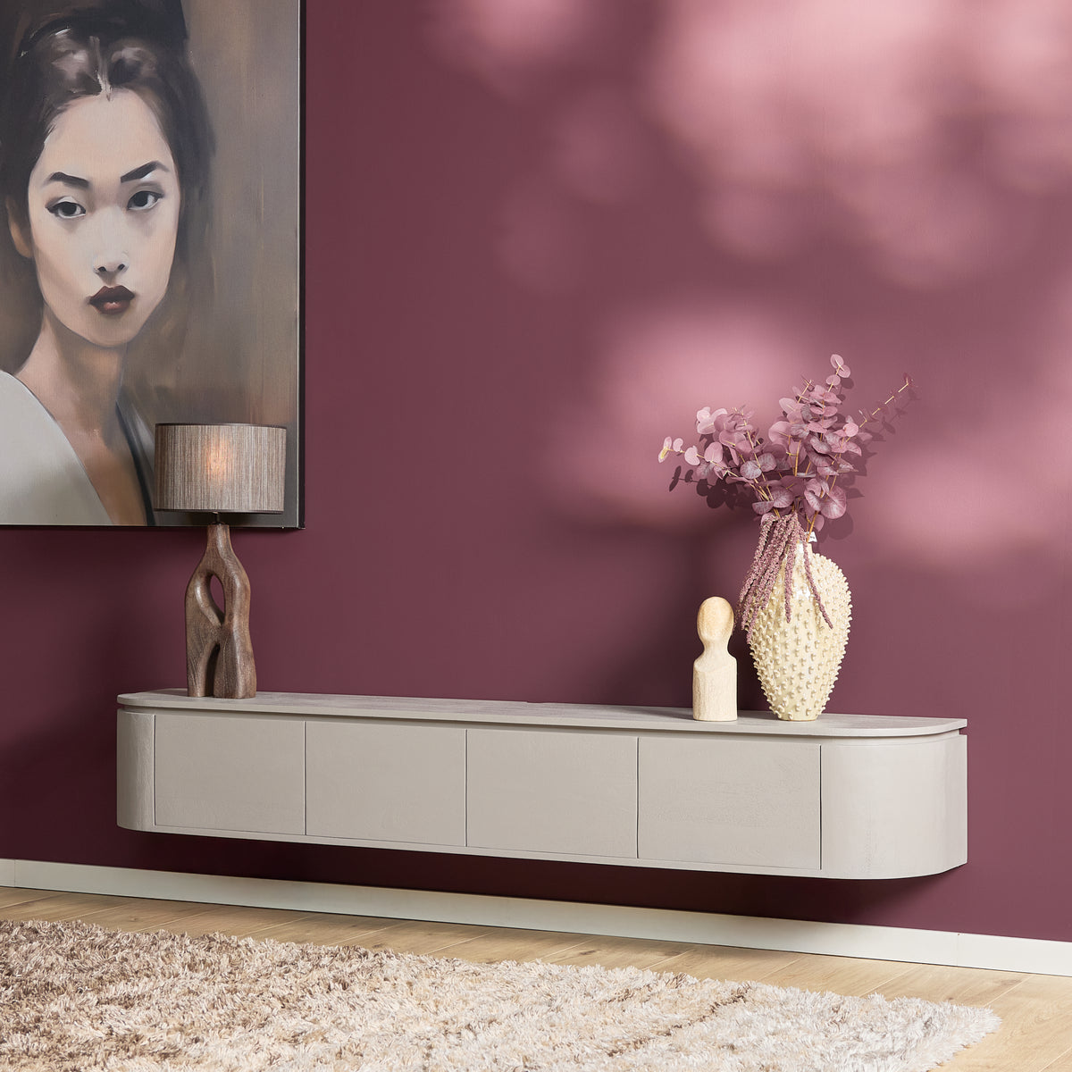Mobile TV sospeso Ambiance in legno di mango naturale 120 cm Starfurn