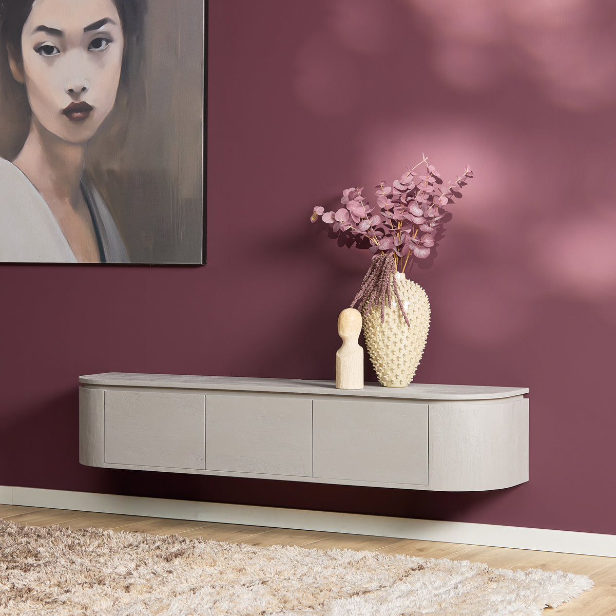 Mobile TV sospeso Ambiance in legno di mango naturale 120 cm Starfurn