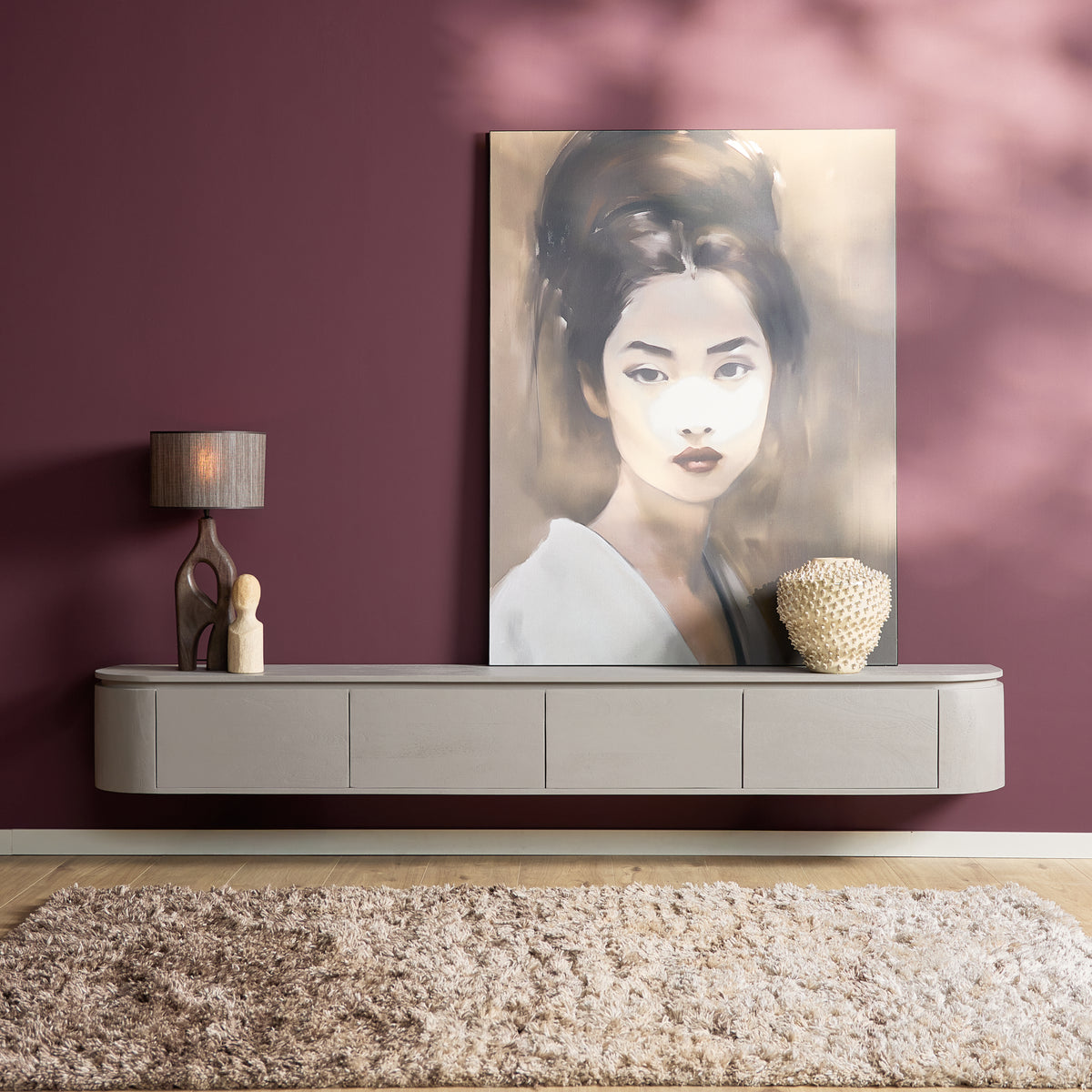 Mobile TV sospeso Ambiance in legno di mango naturale 120 cm Starfurn