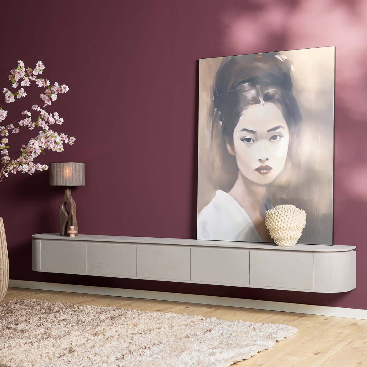 Mobile TV sospeso Ambiance in legno di mango naturale 120 cm Starfurn