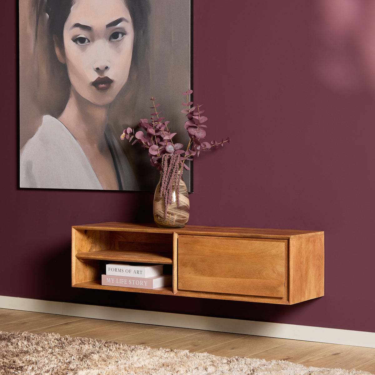 Mobile TV sospeso Ambiance in legno di mango naturale 120 cm Starfurn