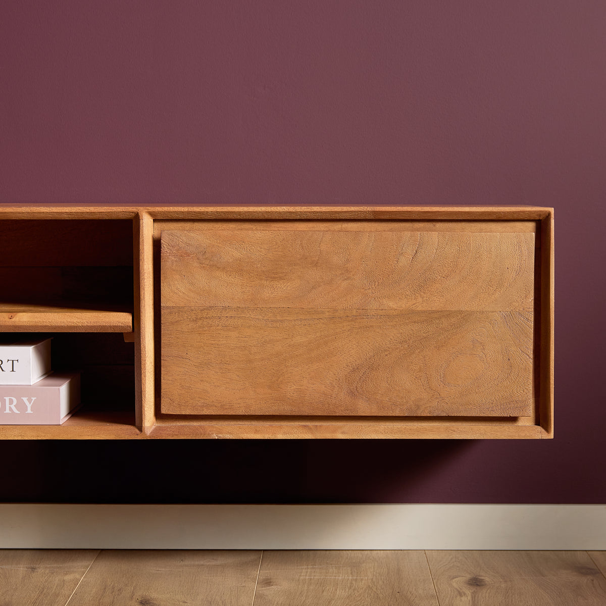 Mobile TV sospeso Ambiance in legno di mango naturale 120 cm Starfurn