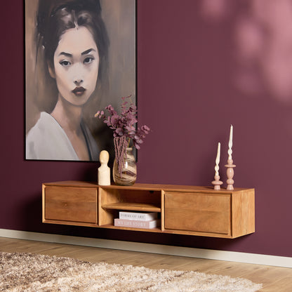Mobile TV sospeso Ambiance in legno di mango naturale 120 cm Starfurn