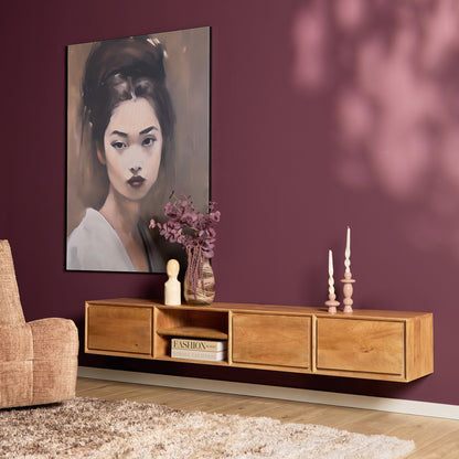 Mobile TV sospeso Ambiance in legno di mango naturale 120 cm Starfurn