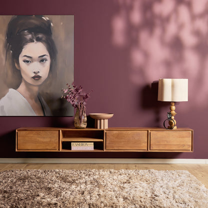 Mobile TV sospeso Ambiance in legno di mango naturale 120 cm Starfurn