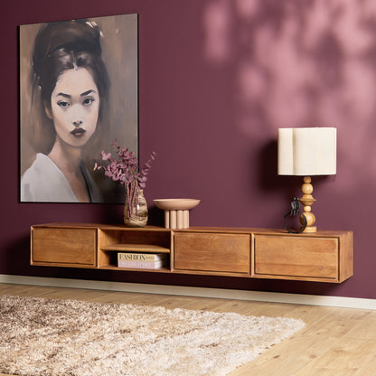 Mobile TV sospeso Ambiance in legno di mango naturale 120 cm Starfurn