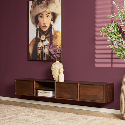 Mobile TV sospeso Ambiance in legno di mango naturale 120 cm Starfurn