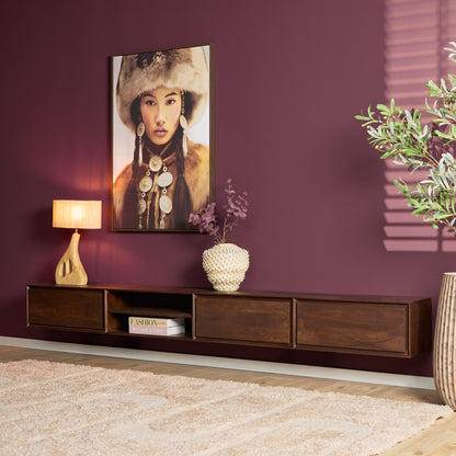 Mobile TV sospeso Ambiance in legno di mango naturale 120 cm Starfurn