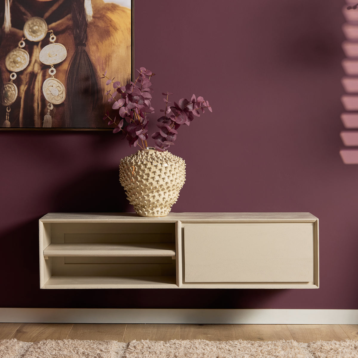 Mobile TV sospeso Ambiance in legno di mango naturale 120 cm Starfurn