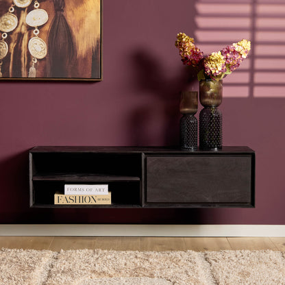 Mobile TV sospeso Ambiance Legno di Mango Nero 120cm Starfurn
