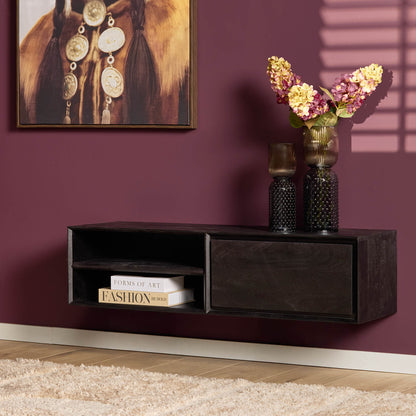 Mobile TV sospeso Ambiance Legno di Mango Nero 120cm Starfurn