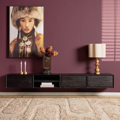 Mobile TV sospeso Ambiance in legno di mango nero 240 cm Starfurn
