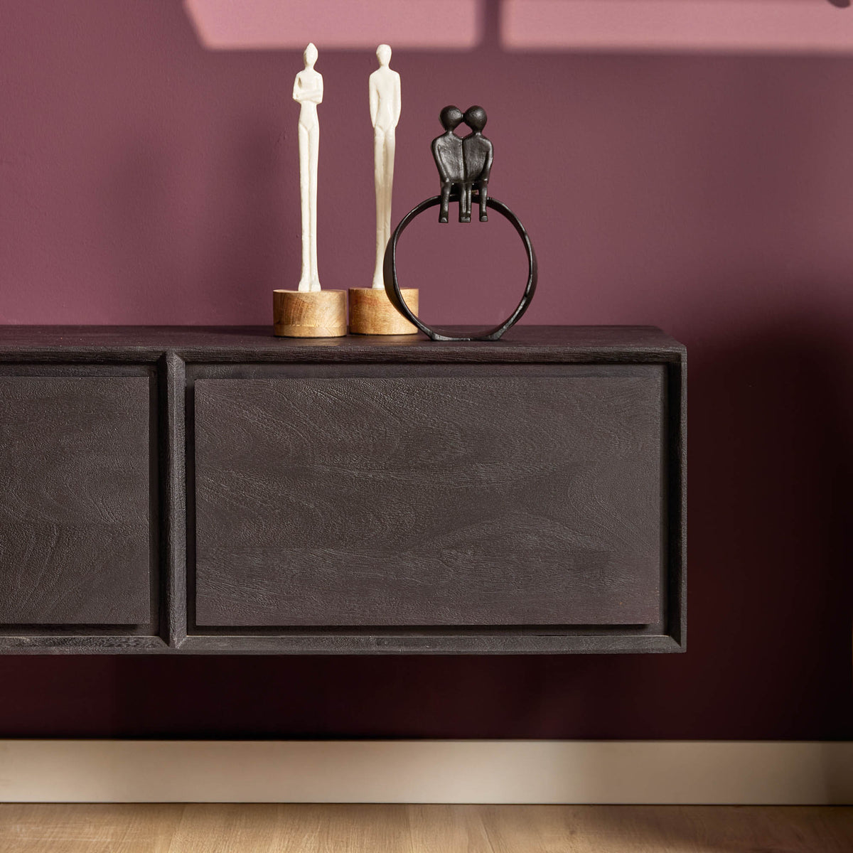Mobile TV sospeso Ambiance in legno di mango nero 240 cm Starfurn