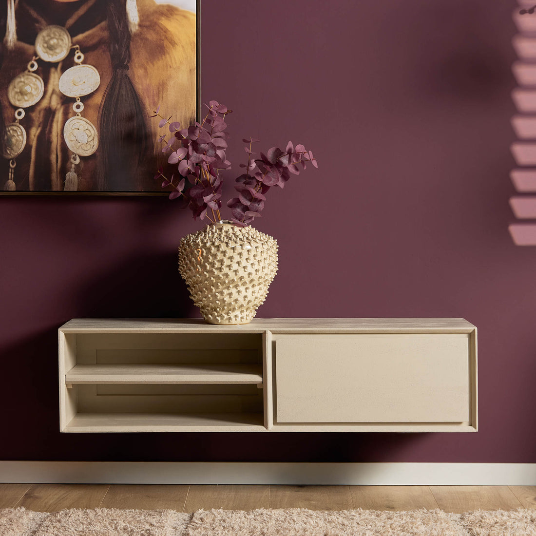 Mobile TV sospeso Ambiance Legno di Mango Sabbia 120cm Starfurn