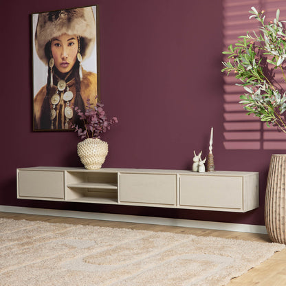 Mobile TV sospeso Ambiance in legno di mango color sabbia 280 cm Starfurn